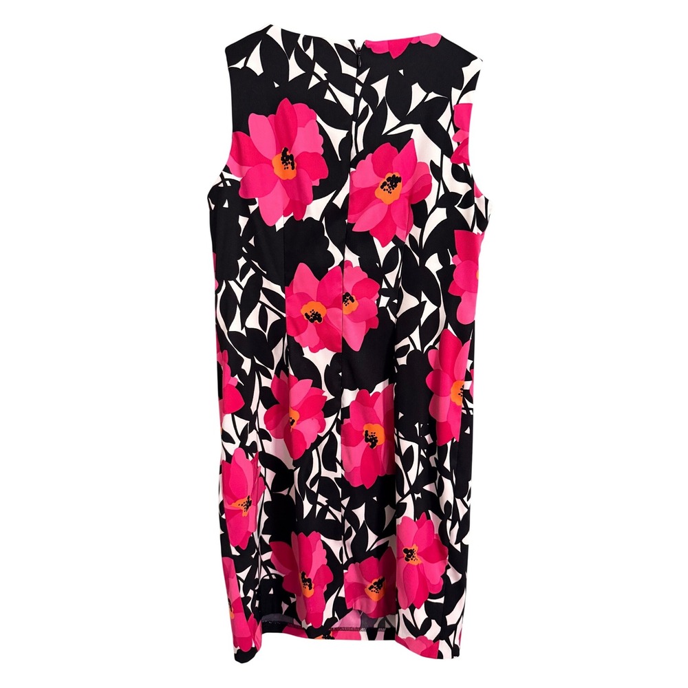 Kim Rogers Petite Sleeveless Floral Dress Pink Black White Size 12 - Picture 4 of 5